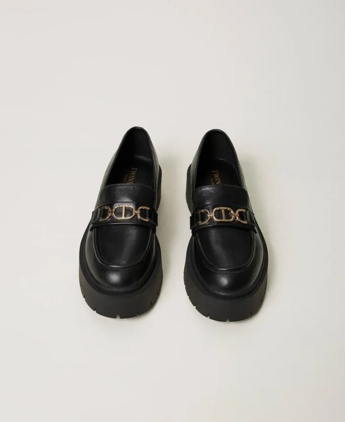 Twinset Flat Shoes Loafers With Oval T Clasp Black 8211 Shoes