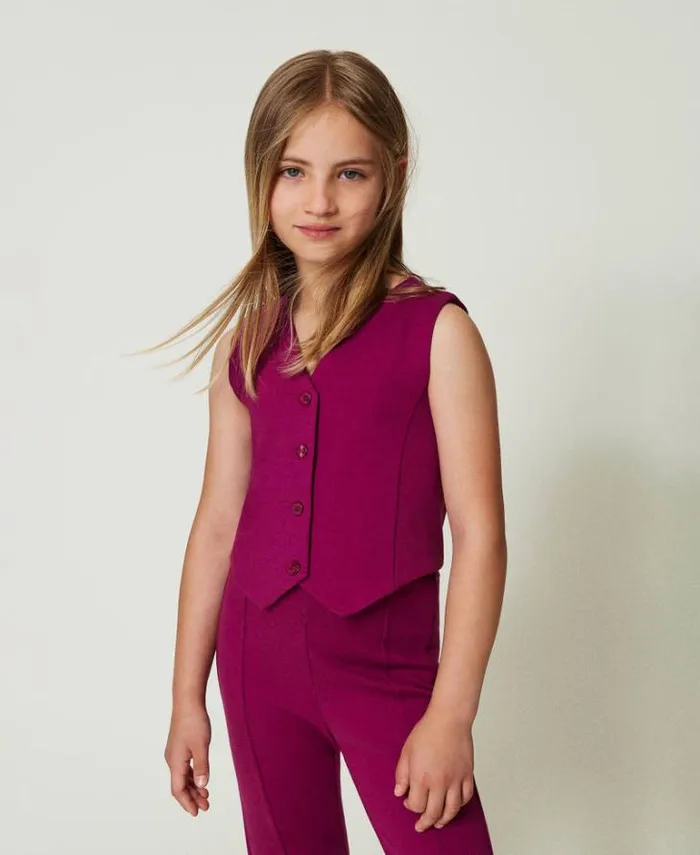 Twinset Jackets And Outerwear Singlebreasted Waistcoat With Tonal Buttons Magenta Purple 8211 Girl