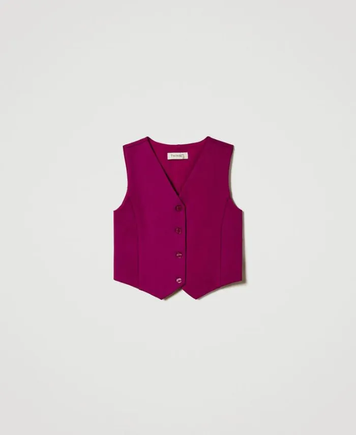 Twinset Jackets And Outerwear Singlebreasted Waistcoat With Tonal Buttons Magenta Purple 8211 Girl