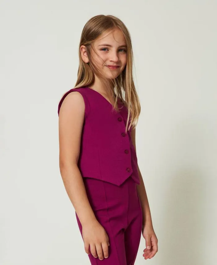 Twinset Jackets And Outerwear Singlebreasted Waistcoat With Tonal Buttons Magenta Purple 8211 Girl