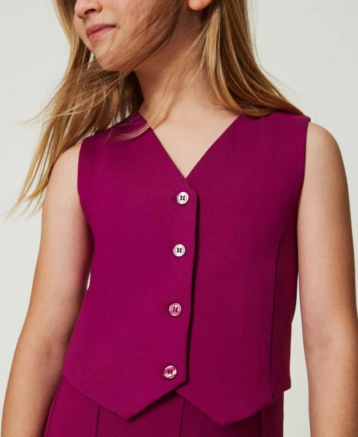 Twinset Jackets And Outerwear Singlebreasted Waistcoat With Tonal Buttons Magenta Purple 8211 Girl
