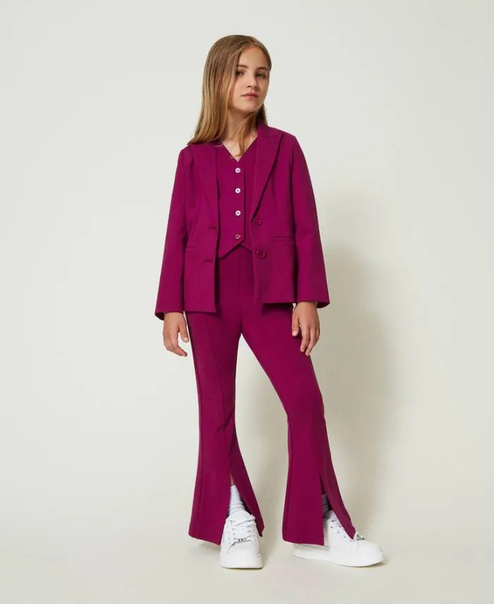 Twinset Jackets And Outerwear Singlebreasted Waistcoat With Tonal Buttons Magenta Purple 8211 Girl