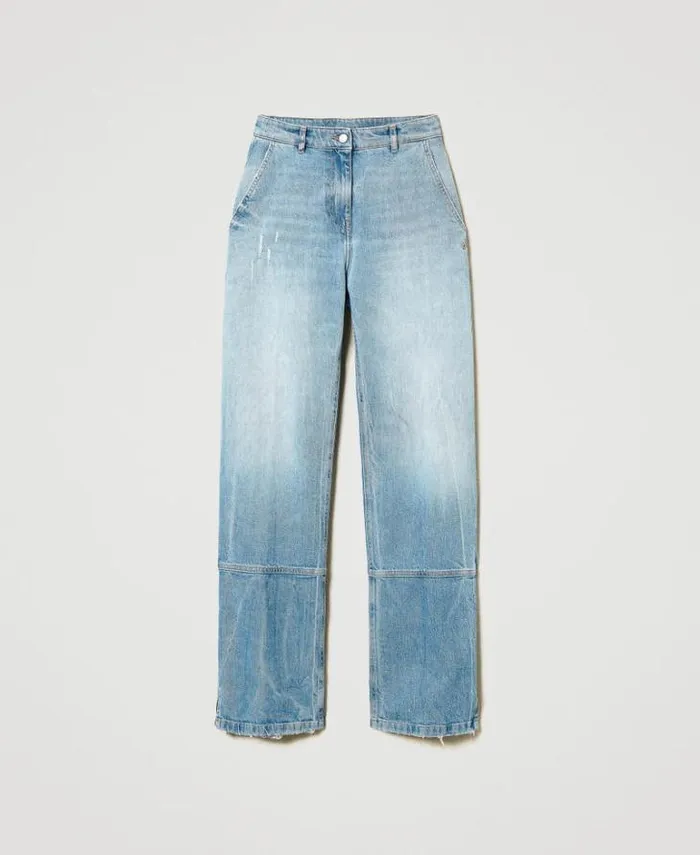 Twinset Jeans Wide Leg Jeans With Seams Light Denim 8211 Clothing