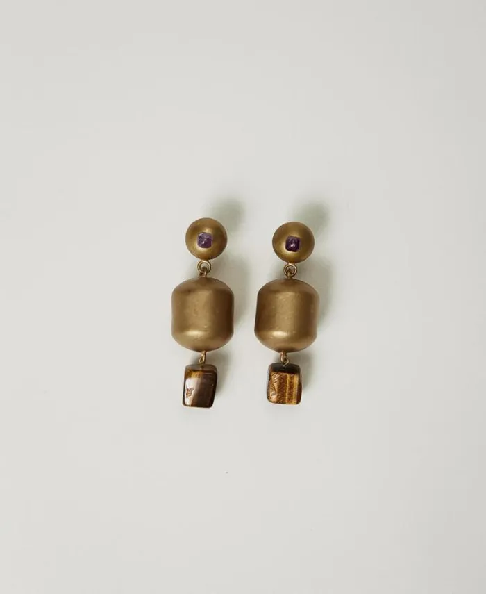 Twinset Jewellery Earring With Metal And Stone Elements Coffee Chocolate 8211 Accessories