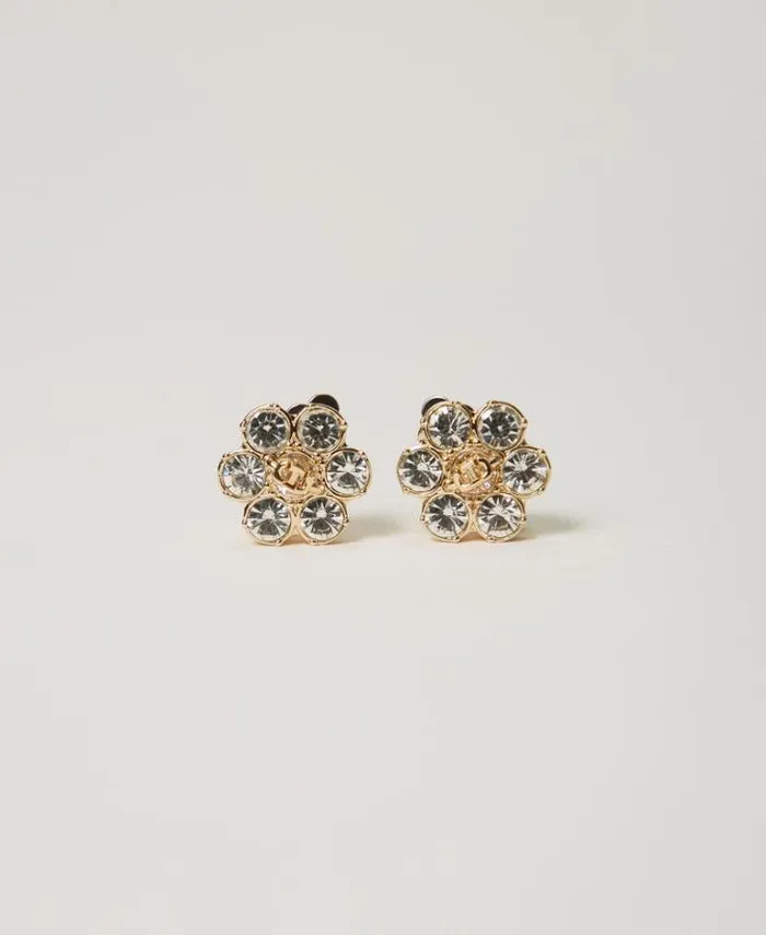Twinset Jewellery Floral Earrings With Rhinestones And Oval T New Gold 8211 Accessories