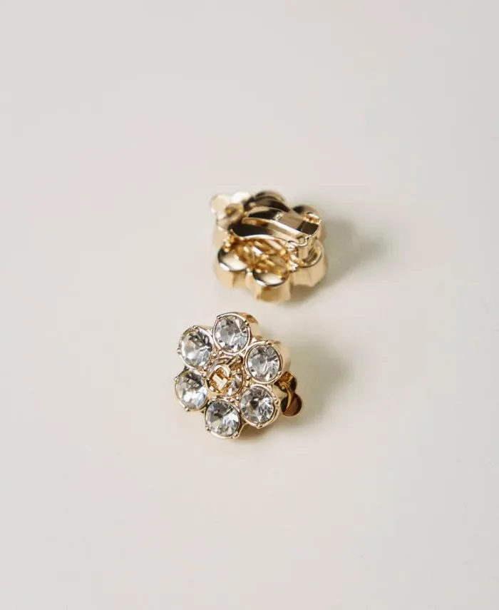 Twinset Jewellery Floral Earrings With Rhinestones And Oval T New Gold 8211 Accessories