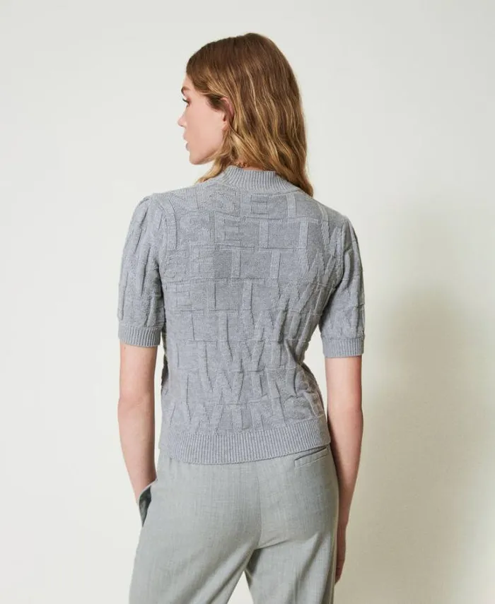Twinset Jumpers And Cardigans Cotton And Cashmere Jumper With Logo Warm Melange Gray 8211 Clothing