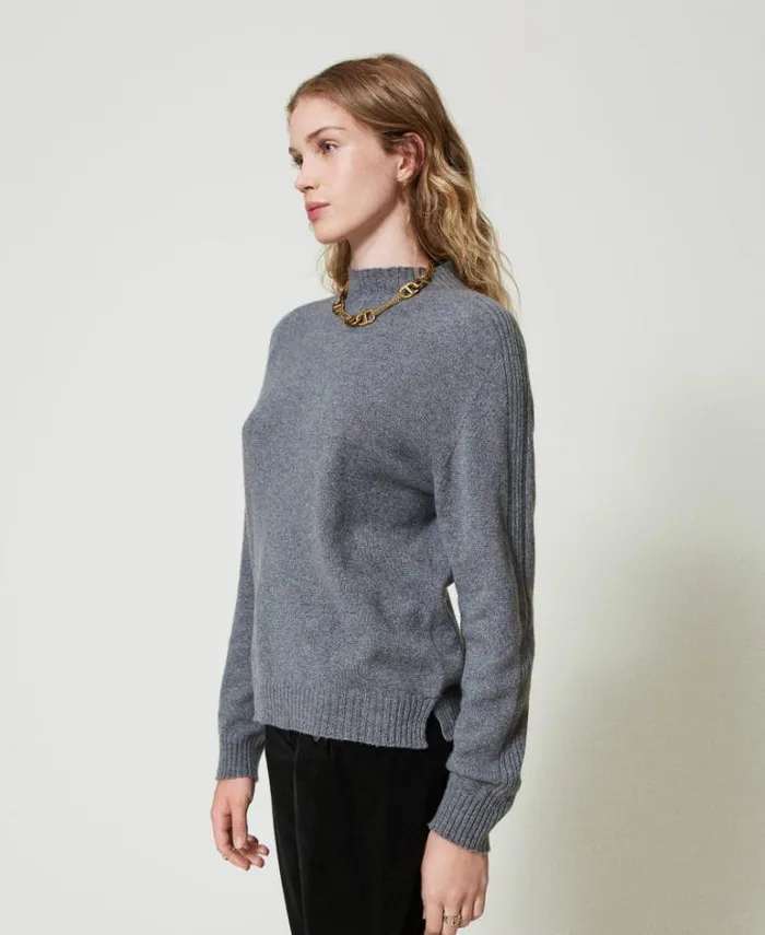 Twinset Jumpers And Cardigans Ecocashmere Turtleneck Jumper Medium Gray Mlange 8211 Clothing