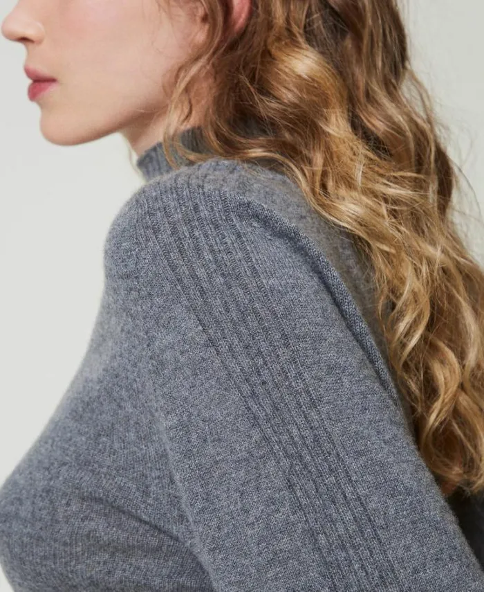 Twinset Jumpers And Cardigans Ecocashmere Turtleneck Jumper Medium Gray Mlange 8211 Clothing