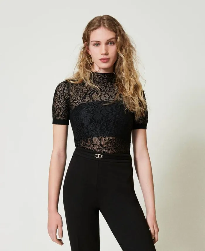 Twinset Jumpers And Cardigans Jacquard Lace Effect Turtleneck Jumper Black 8211 Clothing Twinset Jumpers And Cardigans Jacquard Lace Effect Turtleneck Jumper Black 8211 Clothing