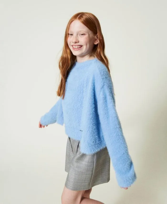 Twinset Jumpers And Cardigans Jumper And Cardigan With Oval T Button Frozen Fjord Light Blue 8211 Girl Twinset Jumpers And Cardigans Jumper And Cardigan With Oval T Button Frozen Fjord Light Blue 8211 Girl