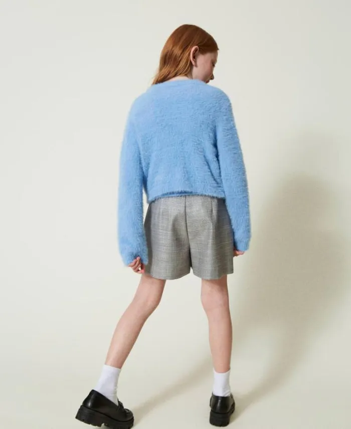 Twinset Jumpers And Cardigans Jumper And Cardigan With Oval T Button Frozen Fjord Light Blue 8211 Girl