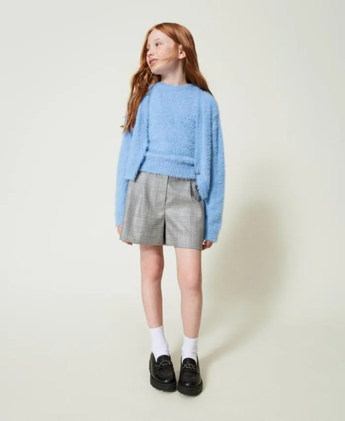 Twinset Jumpers And Cardigans Jumper And Cardigan With Oval T Button Frozen Fjord Light Blue 8211 Girl