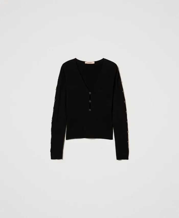 Twinset Jumpers And Cardigans Jumper With Cutouts And Studs Black 8211 Clothing
