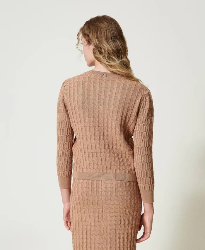 Twinset Jumpers And Cardigans Mixed Stitch Jumper Sandy Brown 8211 Clothing
