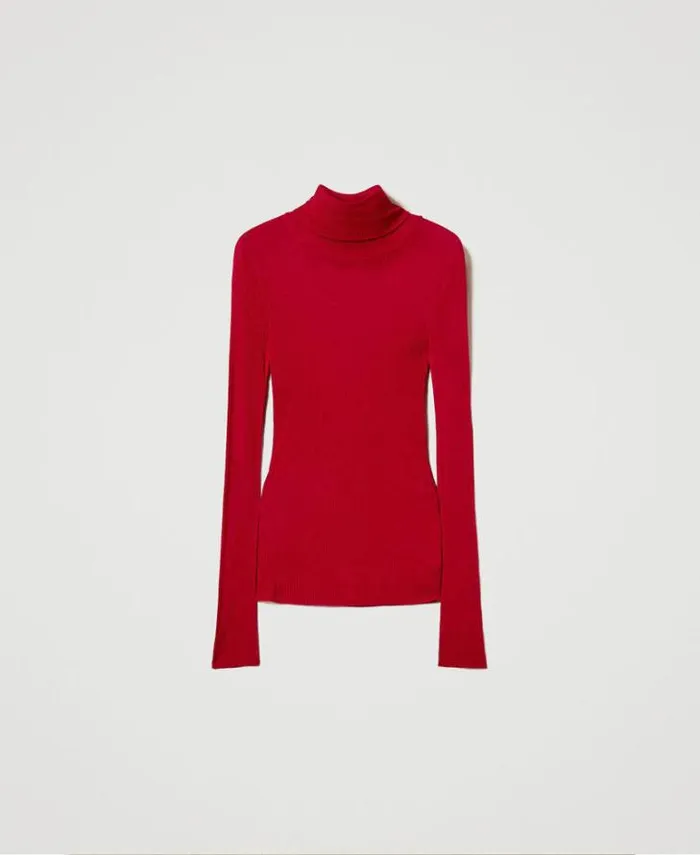 Twinset Jumpers And Cardigans Viscose Fitted Turtleneck Jumper Venetian Red 8211 Clothing