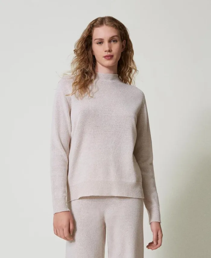 Twinset Jumpers And Cardigans Wool And Lurex Blend Jumper Twotone Snow White Lurex Gold 8211 Clothing Twinset Jumpers And Cardigans Wool And Lurex Blend Jumper Twotone Snow White Lurex Gold 8211 Clothing
