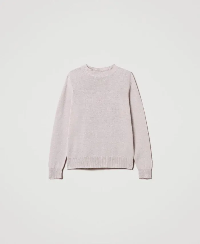 Twinset Jumpers And Cardigans Wool And Lurex Blend Jumper Twotone Snow White Lurex Gold 8211 Clothing