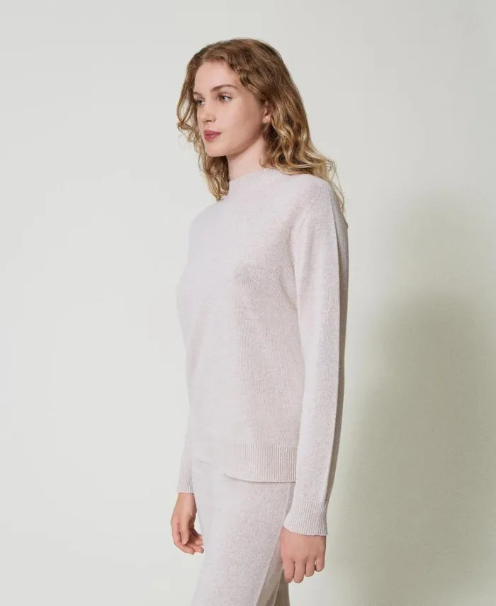 Twinset Jumpers And Cardigans Wool And Lurex Blend Jumper Twotone Snow White Lurex Gold 8211 Clothing