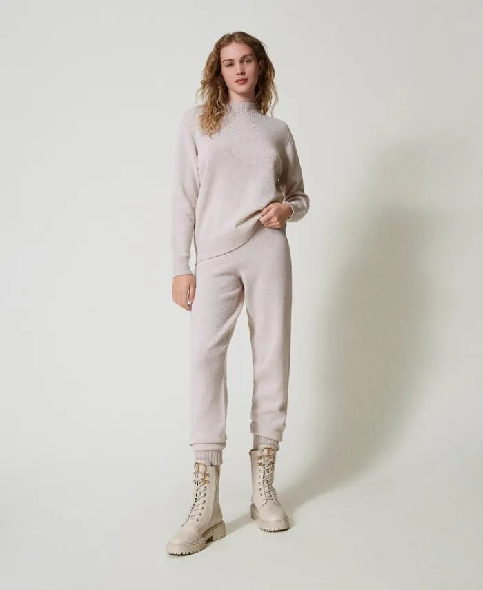 Twinset Jumpers And Cardigans Wool And Lurex Blend Jumper Twotone Snow White Lurex Gold 8211 Clothing