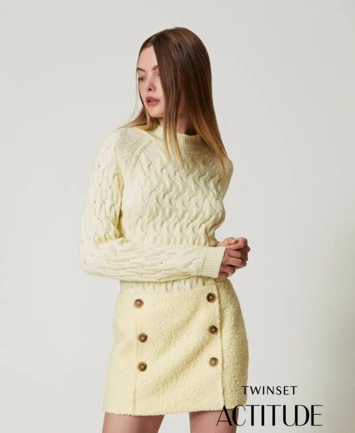 Twinset Jumpers And Cardigans Wool Blend Cable Knit Turtleneck Jumper French Vanilla 8211 Clothing Twinset Jumpers And Cardigans Wool Blend Cable Knit Turtleneck Jumper French Vanilla 8211 Clothing