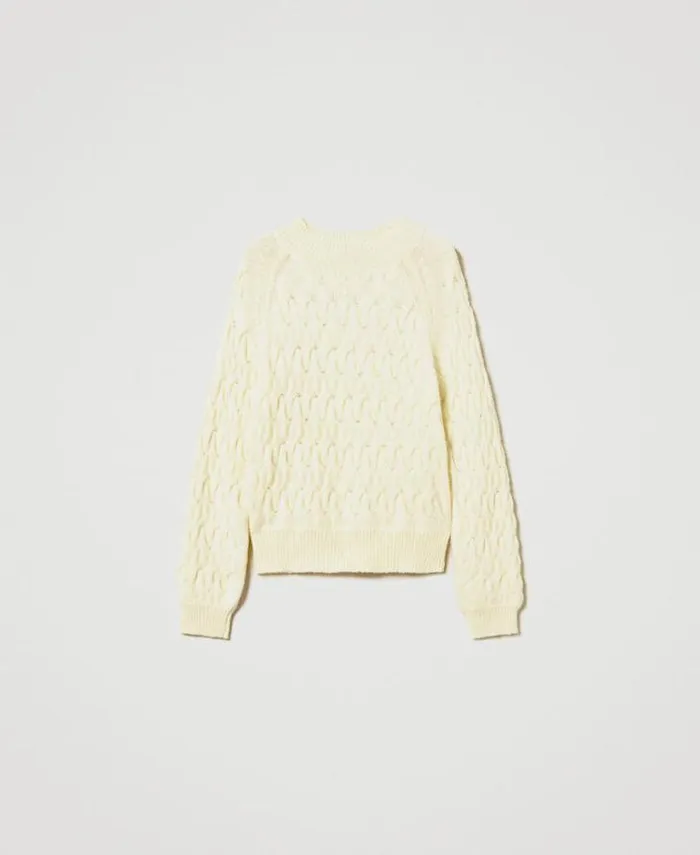 Twinset Jumpers And Cardigans Wool Blend Cable Knit Turtleneck Jumper French Vanilla 8211 Clothing