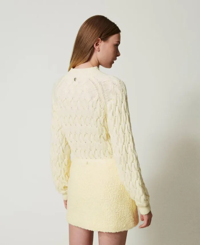 Twinset Jumpers And Cardigans Wool Blend Cable Knit Turtleneck Jumper French Vanilla 8211 Clothing