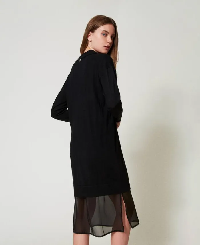 Twinset Knitted Dresses Knit Midi Dress With Slip Black 8211 Clothing
