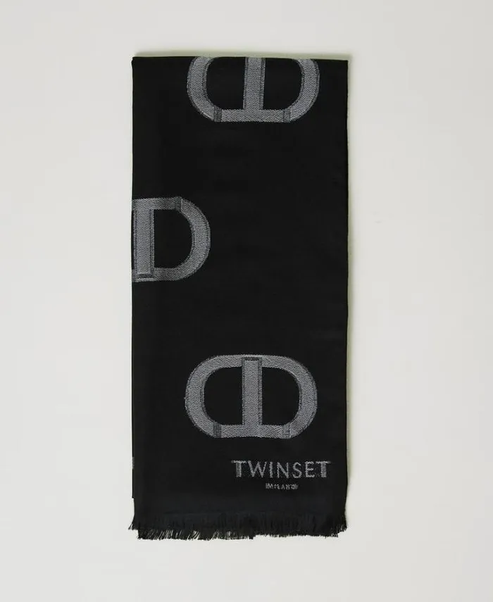 Twinset Scarves Stole With Fil Coup Oval T Pattern Black 8211 Accessories
