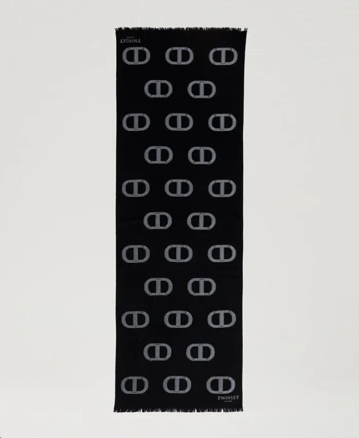 Twinset Scarves Stole With Fil Coup Oval T Pattern Black 8211 Accessories