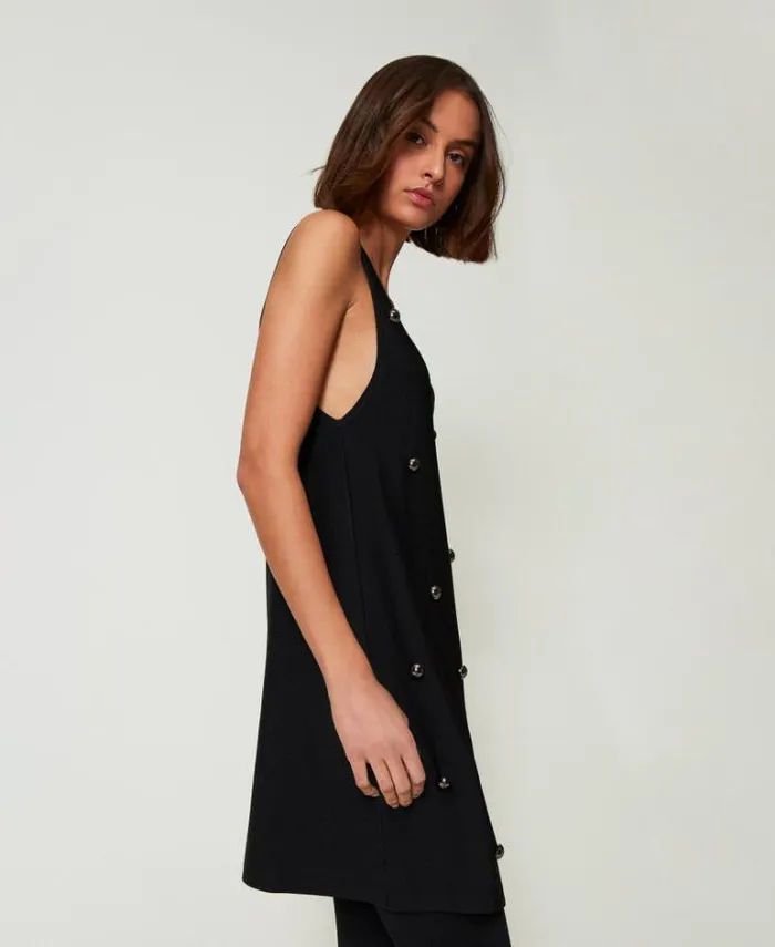 Twinset Short Dresses Short Knit Dress With Studs Black 8211 Clothing