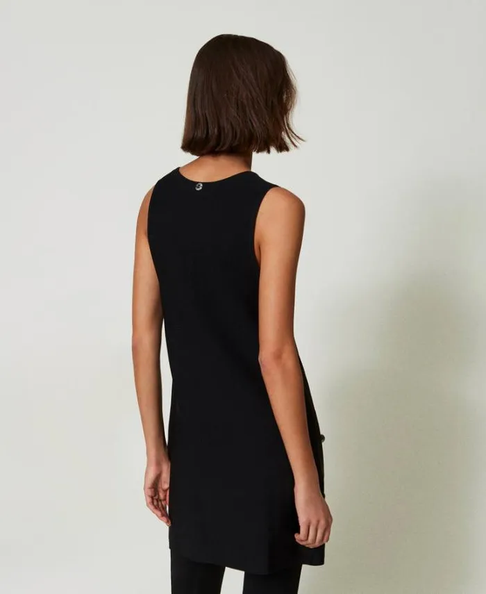 Twinset Short Dresses Short Knit Dress With Studs Black 8211 Clothing