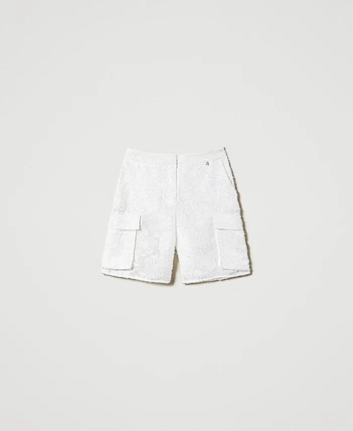 Twinset Shorts Full Sequin Shorts 034papers034 White 8211 Clothing