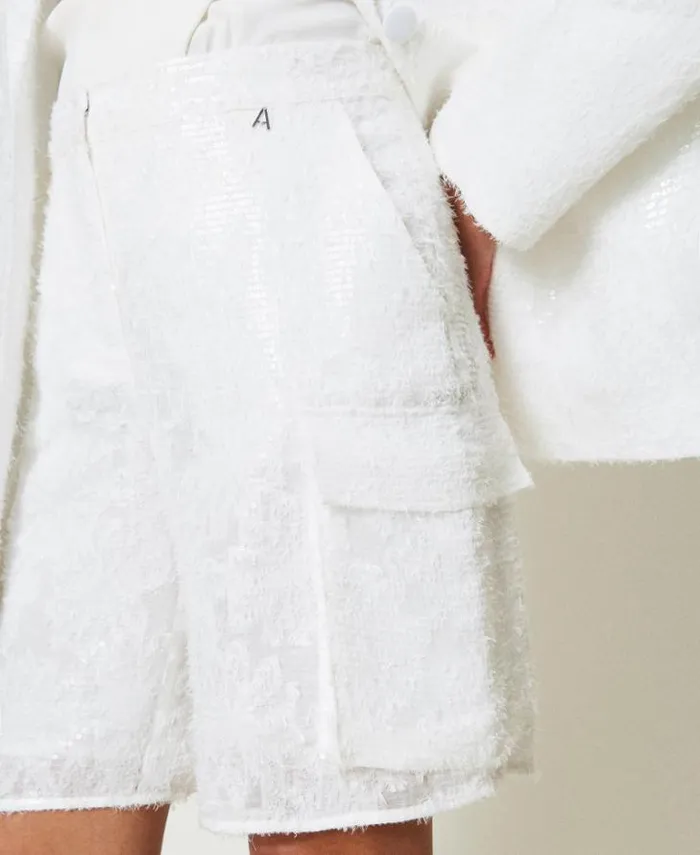 Twinset Shorts Full Sequin Shorts 034papers034 White 8211 Clothing