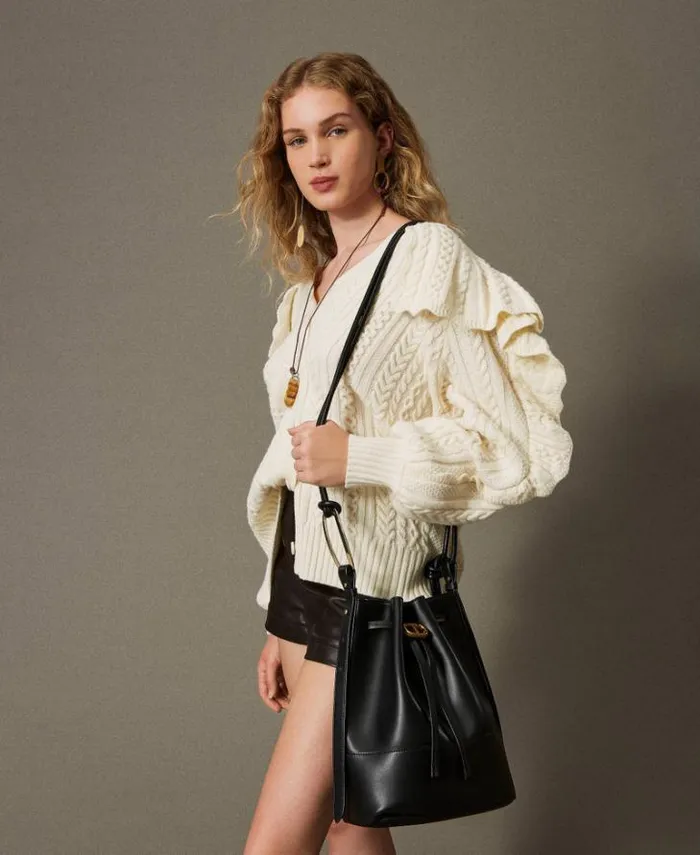 Twinset Shoulder Bags 039Jane039 Leather Bucket Bag Black 8211 Bags