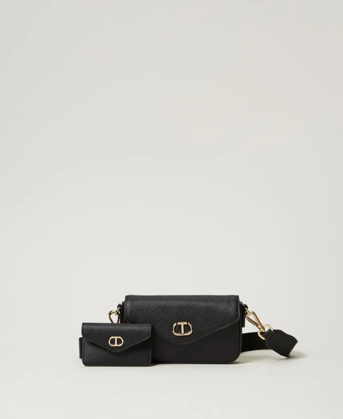 Twinset Shoulder Bags Mini Shoulder Bag With Card Holder Black 8211 Bags