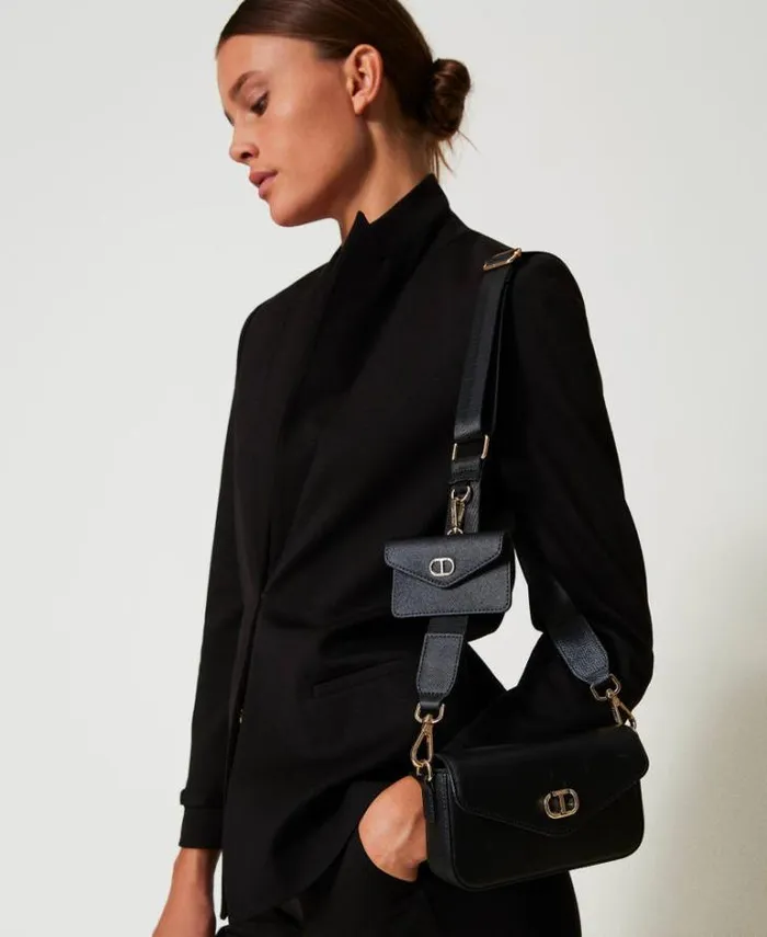 Twinset Shoulder Bags Mini Shoulder Bag With Card Holder Black 8211 Bags