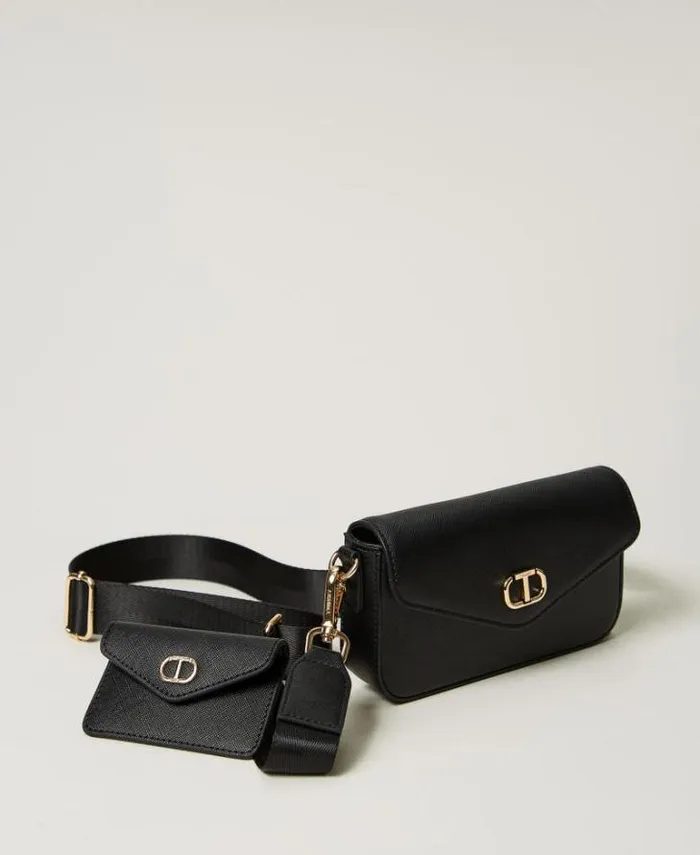 Twinset Shoulder Bags Mini Shoulder Bag With Card Holder Black 8211 Bags