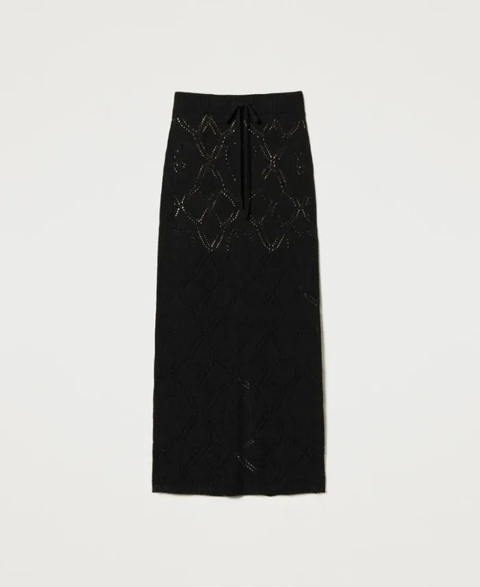 Twinset Skirts Treeblend Yarn Long Seamless Skirt Black 8211 Clothing
