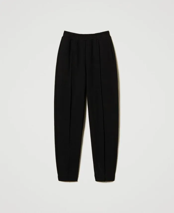 Twinset Straight Leg And Cigarette Trousers Plush Fabric Cigarette Trousers Black 8211 Clothing