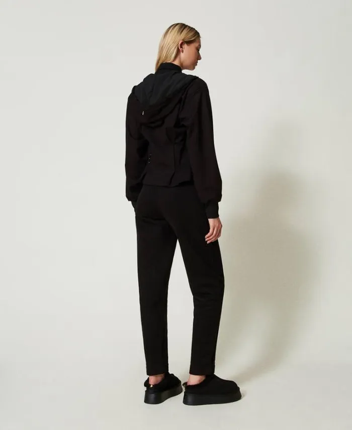 Twinset Straight Leg And Cigarette Trousers Plush Fabric Cigarette Trousers Black 8211 Clothing