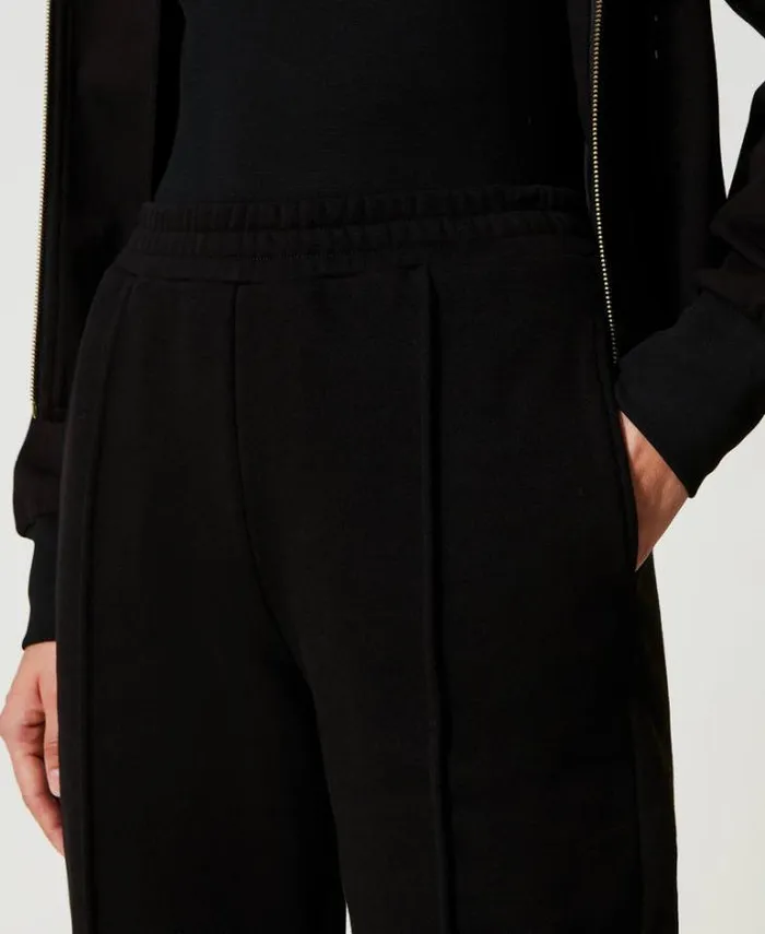 Twinset Straight Leg And Cigarette Trousers Plush Fabric Cigarette Trousers Black 8211 Clothing