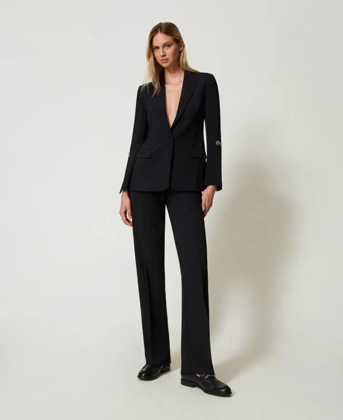 Twinset Straight Leg And Cigarette Trousers Strainght Leg Cady Crpe Trousers Black 8211 Clothing Twinset Straight Leg And Cigarette Trousers Strainght Leg Cady Crpe Trousers Black 8211 Clothing