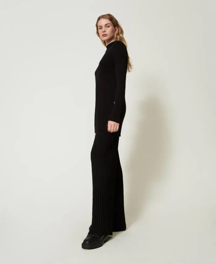 Twinset Suits And Sets Pleated Knit Trousers Black 8211 Clothing