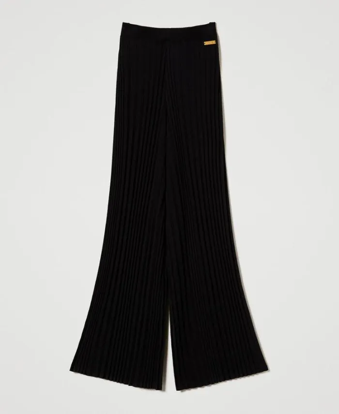 Twinset Suits And Sets Pleated Knit Trousers Black 8211 Clothing