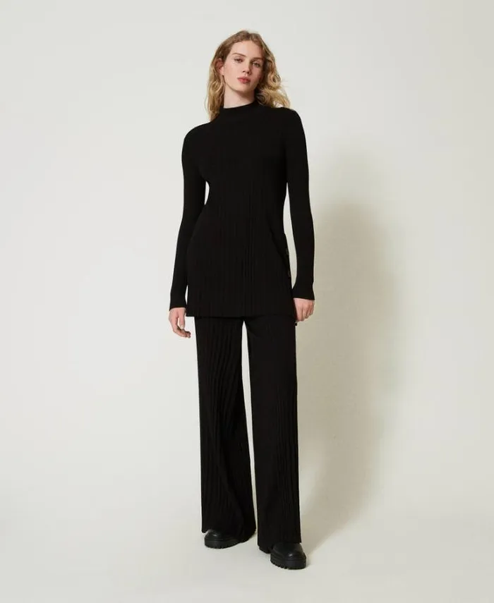 Twinset Suits And Sets Pleated Knit Trousers Black 8211 Clothing