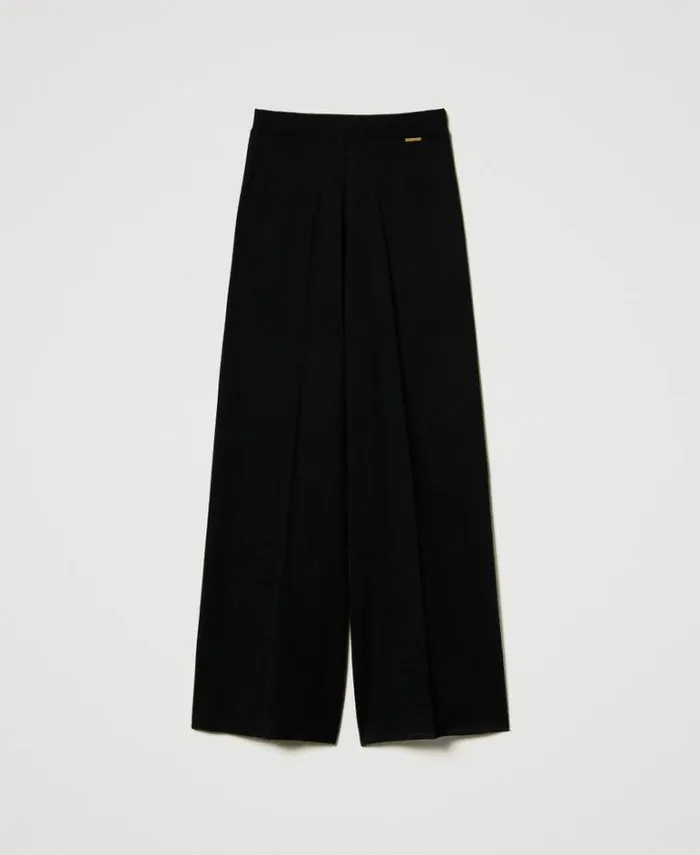 Twinset Suits And Sets Wool Blend Palazzo Trousers Black 8211 Clothing