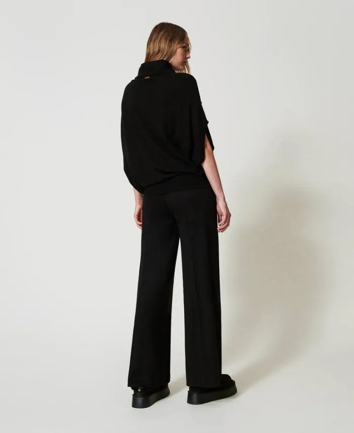 Twinset Suits And Sets Wool Blend Palazzo Trousers Black 8211 Clothing