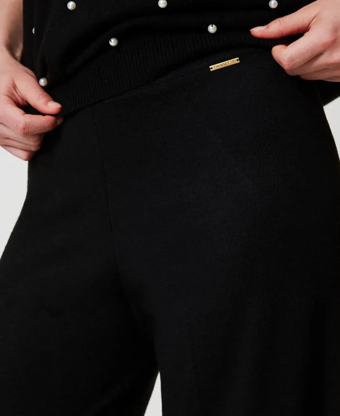 Twinset Suits And Sets Wool Blend Palazzo Trousers Black 8211 Clothing