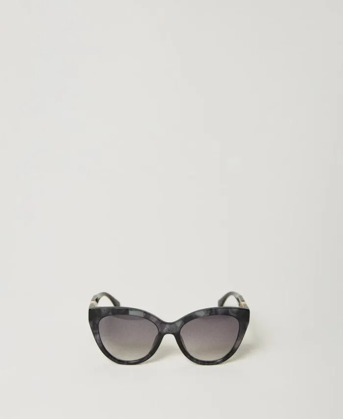 Twinset Sunglasses Cateye Sunglasses With Rhinestones Black Grey 8211 Accessories